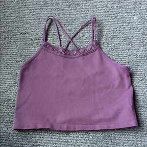 Purple Lace Trim Crop Top